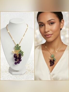 Crystal grape necklace/brooch